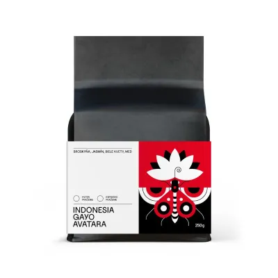 Indonesia Gayo Avatara 250g – výberová káva arabica z Indonézie, dostupná ako espresso alebo filter praženie,