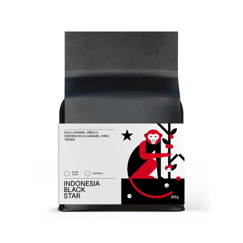 Indonézska výberová zrnková káva Indonesia Black Star 250 g – balenie kávy na espresso a filter