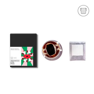 Indonesia Kiss Miss dripbag káva – balenie ALTER-NATIV COFFEE, drip bag výberová káva na prípravu do hrnčeka