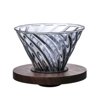 Sklenený dripper V60 s dreveným podstavcom